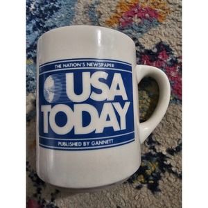 USA Today Blue & White Logo Newspaper Coffee Mug Cup Vintage Gannett